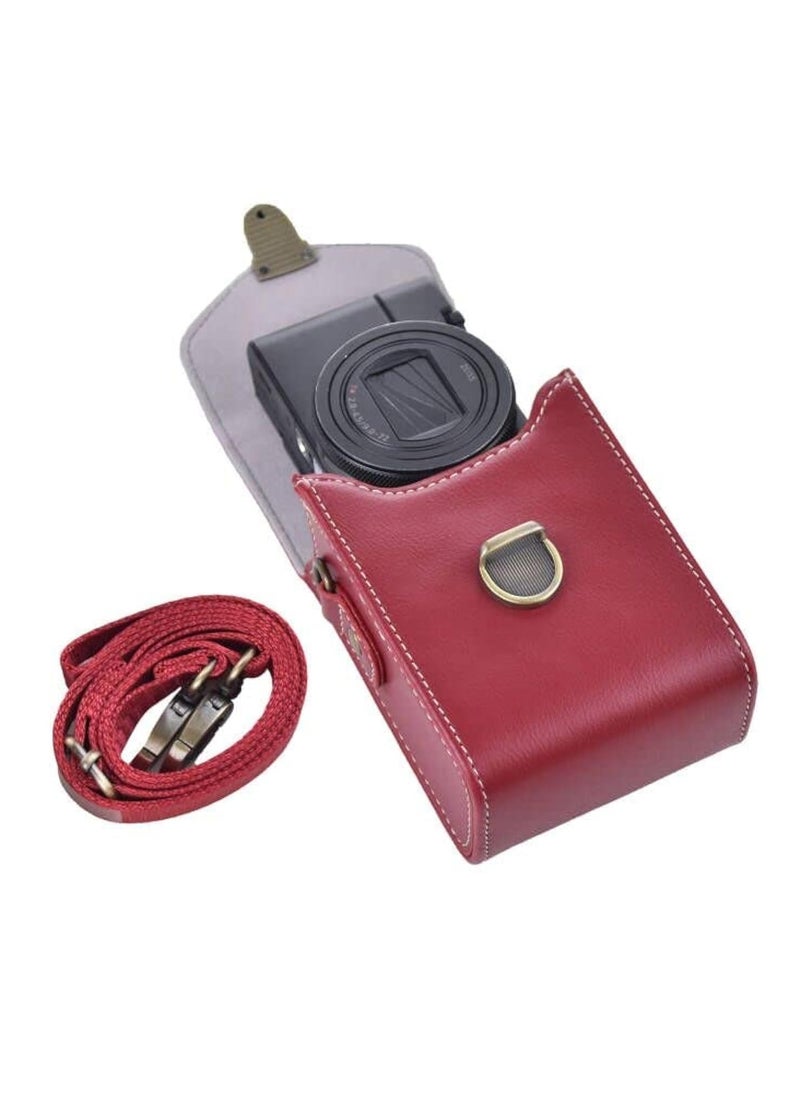 Generic Camera Case for Sony RX100 u0026 HX Series - Retro Leather Case for Ricoh GR IIIx/Ricoh GR III II/Canon G7X II/G7X III/SX720/SX730/SX740/G9X/G9X II (Red)  - Image 3