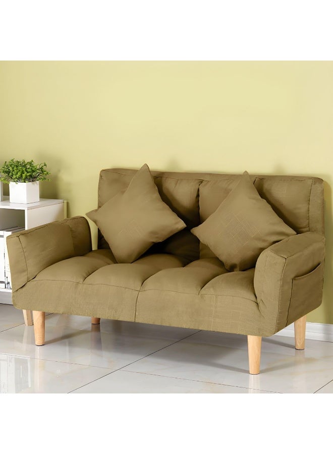 Ripple FURNITURE UAE Homes Modern Fabric Loveseat Sofa, Adjustable Sleeper with Cushions, Grey (Light Brown) - Image 1