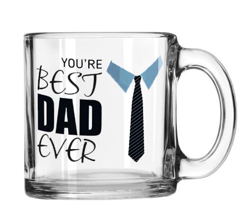V Kraft V Kraft Best mom dad Ever Couple Matching Transparent Glass Mug Set of 2 Unique and Stylish Transparent Coffee Mug Tea Cup Gift for Anyone On Any Occasion 330ml - Image 3