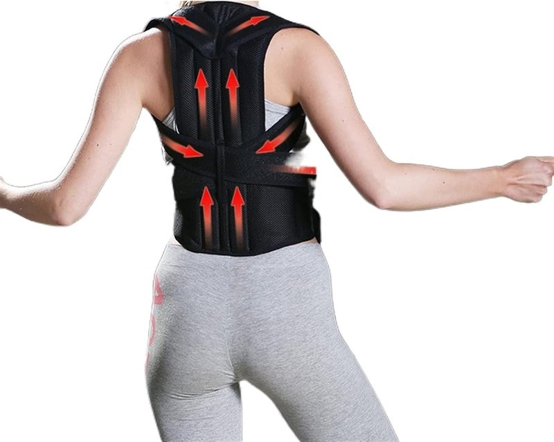 43cm*2pcs Alloy bar Corrector Scoliosis Back Brace Spine Corset Shoulder Therapy Support Poor Correction Belt,Black-M - Image 4