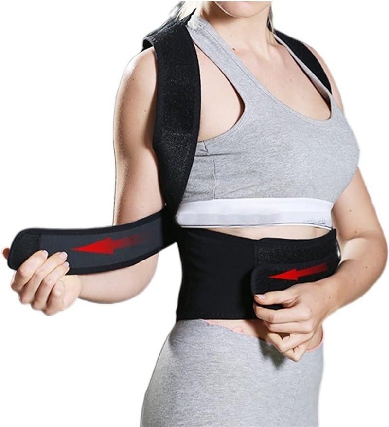 43cm*2pcs Alloy bar Corrector Scoliosis Back Brace Spine Corset Shoulder Therapy Support Poor Correction Belt,Black-M - Image 3