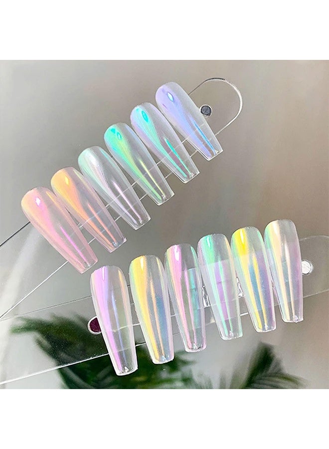 Mermaid Chrome Nail Powder Aurora Nail Glitter Nail Art Decoration Allstarry Nail Powder for Gel Polish Mirror Effect Pigment Chrome Iridescent Aurora Nail Supplies for Women - Image 2