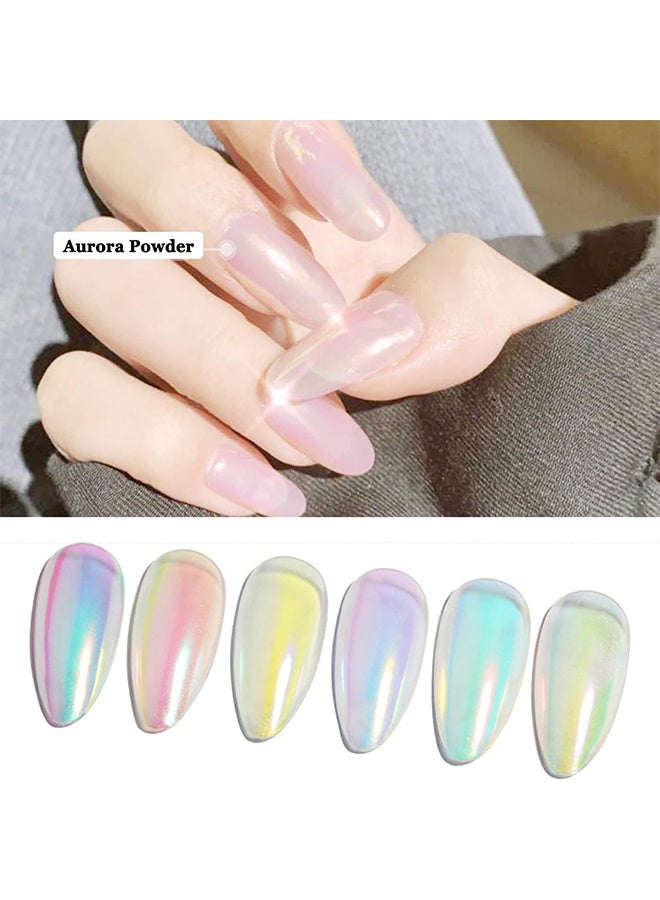 Mermaid Chrome Nail Powder Aurora Nail Glitter Nail Art Decoration Allstarry Nail Powder for Gel Polish Mirror Effect Pigment Chrome Iridescent Aurora Nail Supplies for Women - Image 5