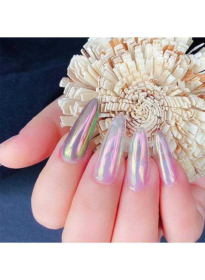 Mermaid Chrome Nail Powder Aurora Nail Glitter Nail Art Decoration Allstarry Nail Powder for Gel Polish Mirror Effect Pigment Chrome Iridescent Aurora Nail Supplies for Women - Image 3