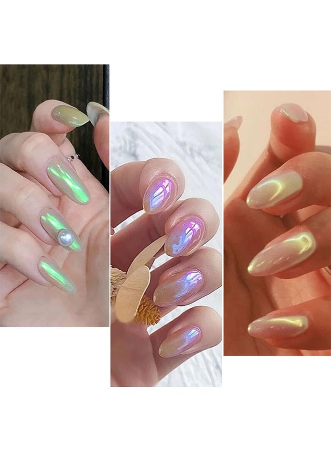 Mermaid Chrome Nail Powder Aurora Nail Glitter Nail Art Decoration Allstarry Nail Powder for Gel Polish Mirror Effect Pigment Chrome Iridescent Aurora Nail Supplies for Women - Image 4