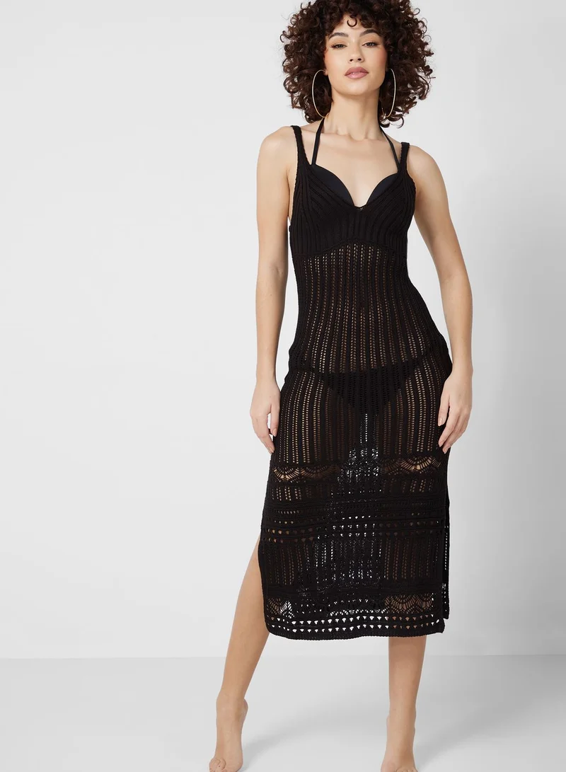 NEW LOOK Strappy Knitted Beach Dress