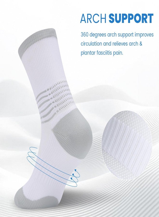 IRAMY Crew Compression Socks for Women Men with Ankle Arch Support Plantar Fasciitis Relief 3 Pairs - Image 3