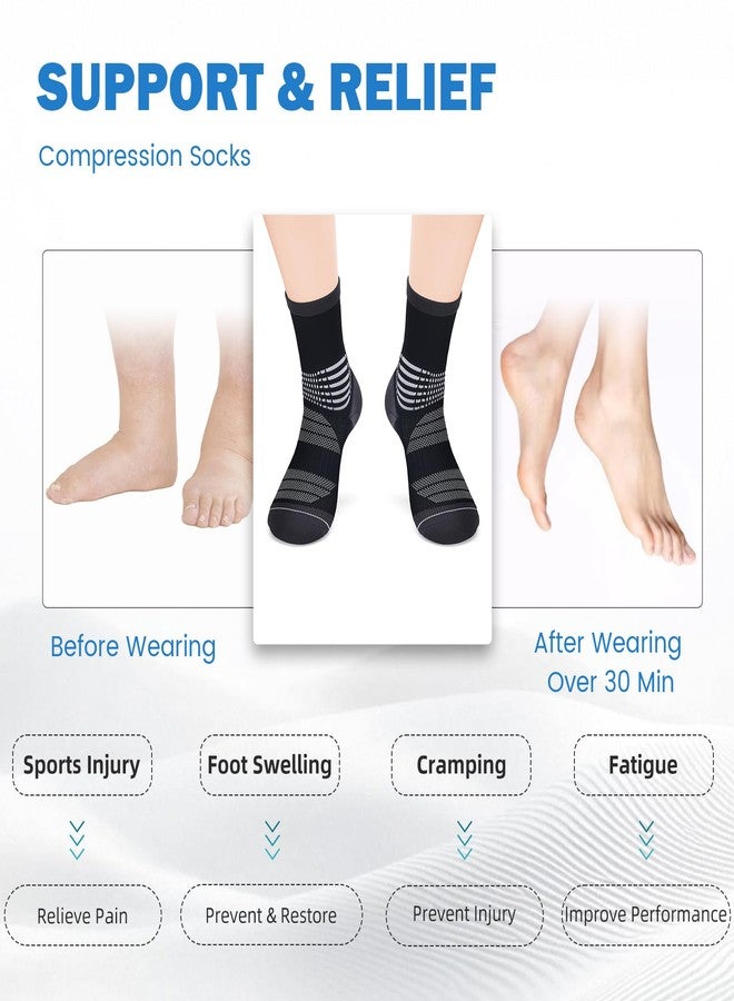 IRAMY Crew Compression Socks for Women Men with Ankle Arch Support Plantar Fasciitis Relief 3 Pairs - Image 5