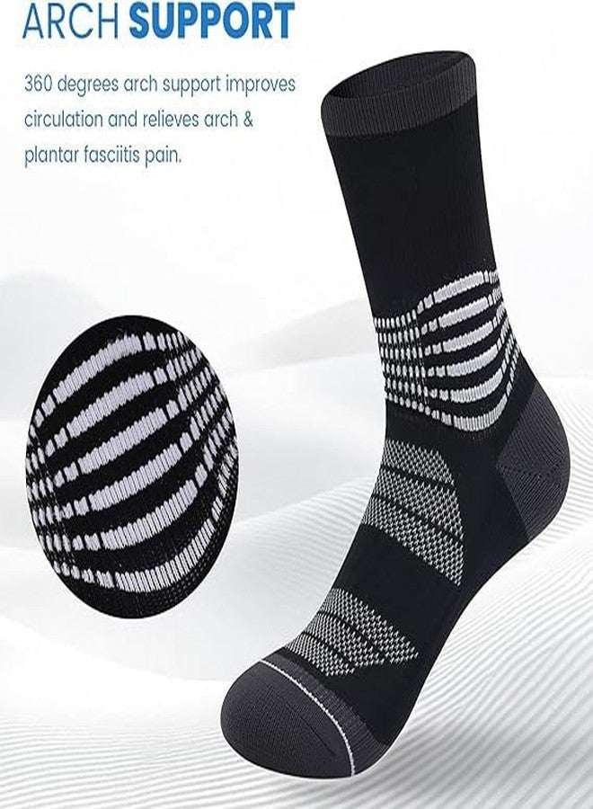 IRAMY Crew Compression Socks for Women Men with Ankle Arch Support Plantar Fasciitis Relief 3 Pairs - Image 2