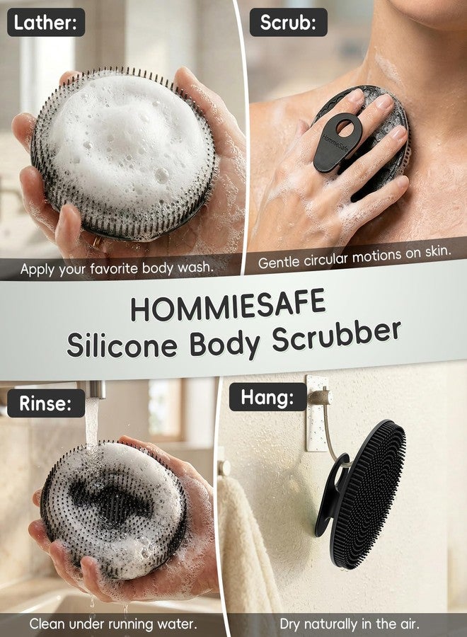 HOMMIESAFE 4 Pack Soft Silicone Shower Brush, Body Exfoliating Skin Massage Scrubber - Image 4