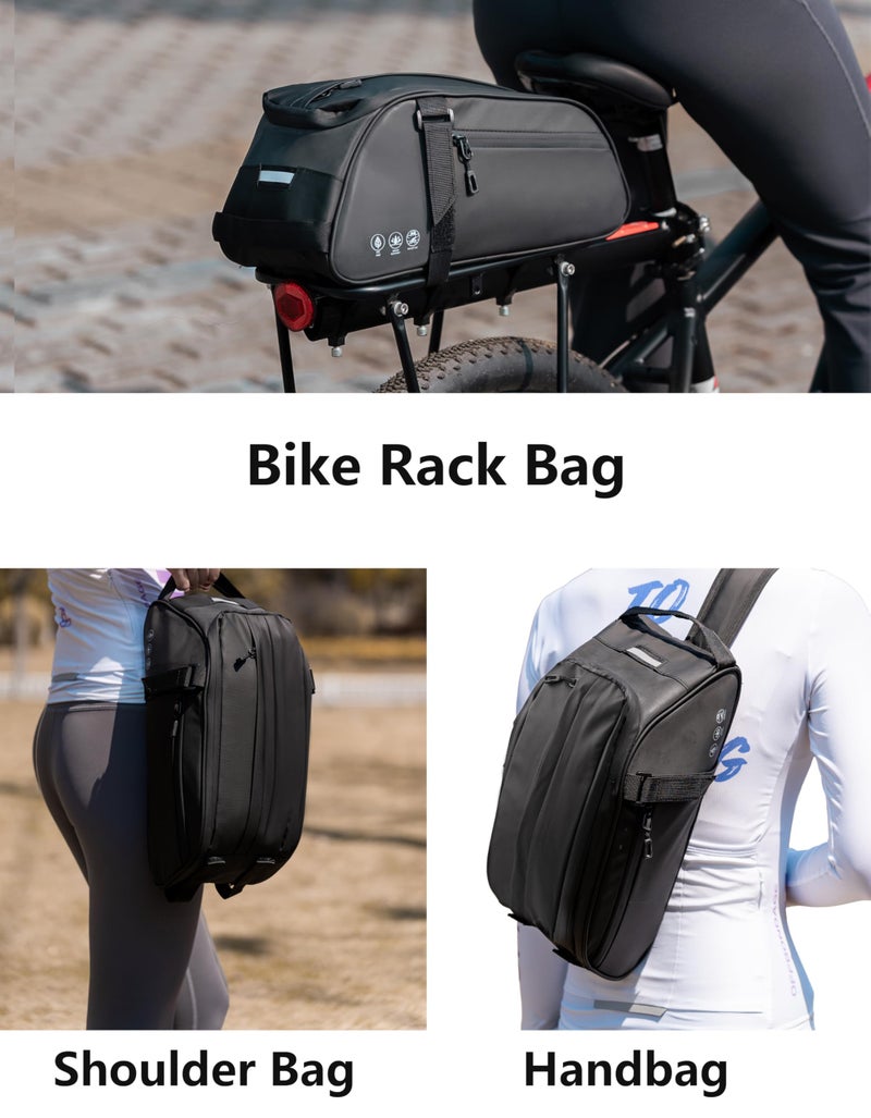 OFFBONDAGE Bike Rack Bag, Reflective Waterproof Bike Bags for Bicycles Rear Rack, 8L Bike Trunk Bag with Multi-Pocket, Bike Backpack with Shoulder Strap for Outdoor Cycling, Commuting - Image 5
