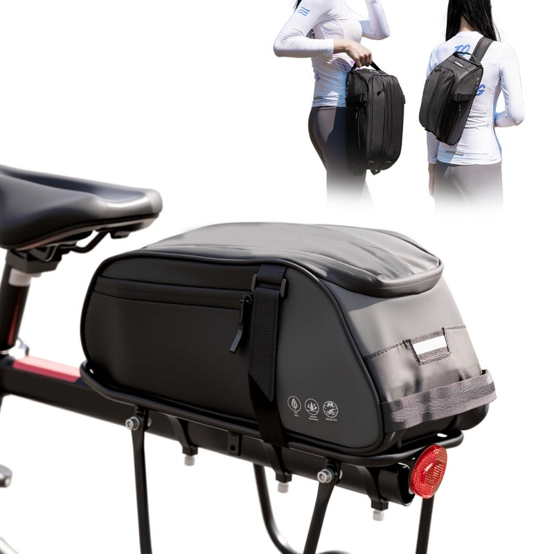 OFFBONDAGE Bike Rack Bag, Reflective Waterproof Bike Bags for Bicycles Rear Rack, 8L Bike Trunk Bag with Multi-Pocket, Bike Backpack with Shoulder Strap for Outdoor Cycling, Commuting - Image 1