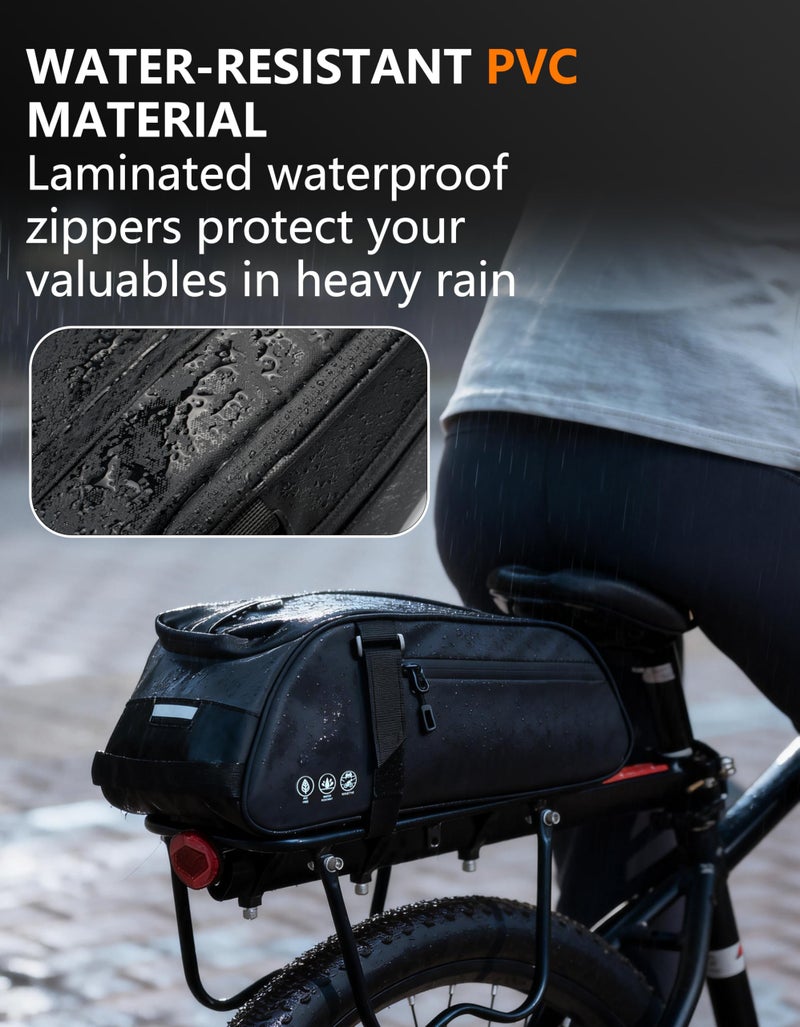 OFFBONDAGE Bike Rack Bag, Reflective Waterproof Bike Bags for Bicycles Rear Rack, 8L Bike Trunk Bag with Multi-Pocket, Bike Backpack with Shoulder Strap for Outdoor Cycling, Commuting - Image 4