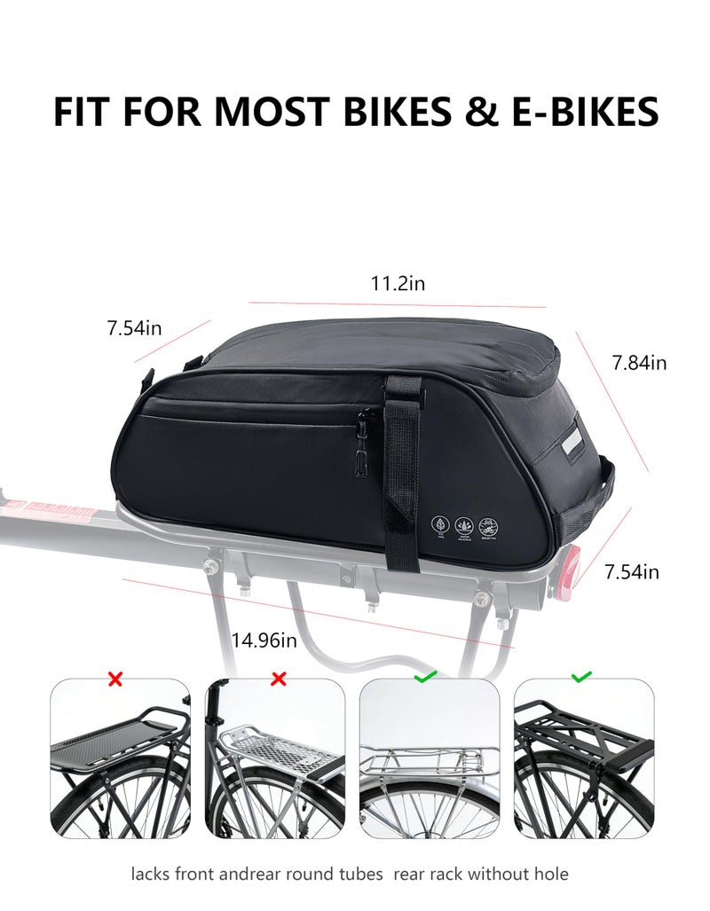 OFFBONDAGE Bike Rack Bag, Reflective Waterproof Bike Bags for Bicycles Rear Rack, 8L Bike Trunk Bag with Multi-Pocket, Bike Backpack with Shoulder Strap for Outdoor Cycling, Commuting - Image 3