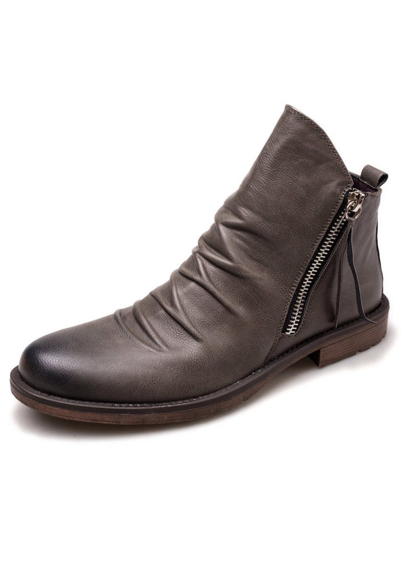 KUYING - New Men's Casual Leather Boots - Image 1
