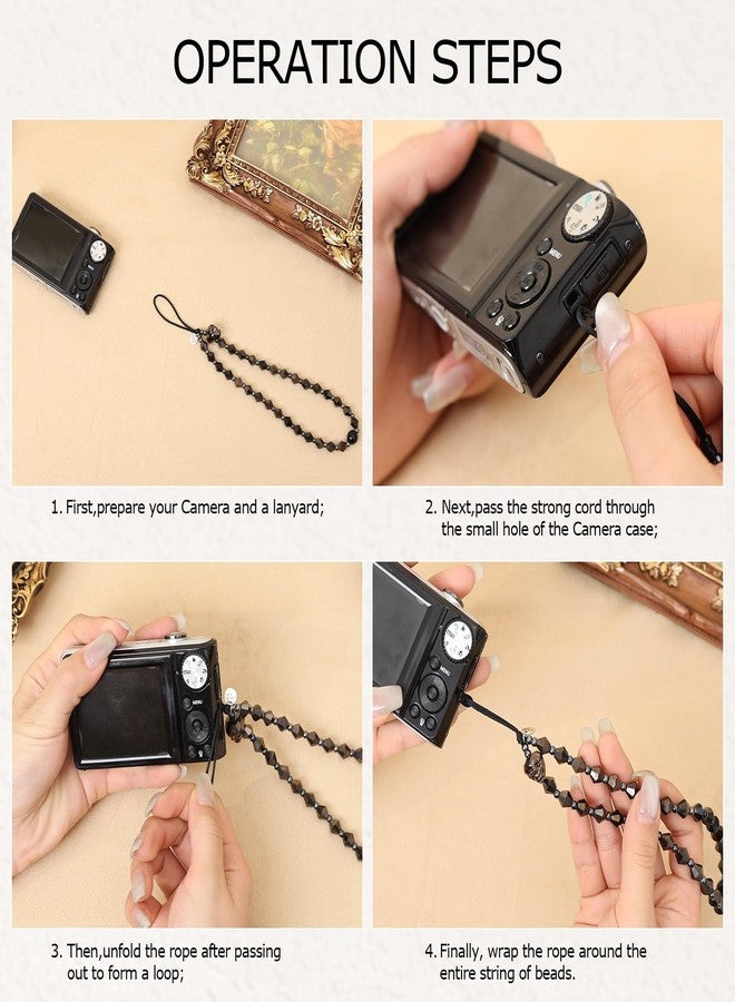 PHILOMENA Phone Charm Phone Wrist Strap Pearl Bracelet Wrist Strap, Hands-Free Phone Keychain Decoration for Purse Women Girls (Black) - Image 4