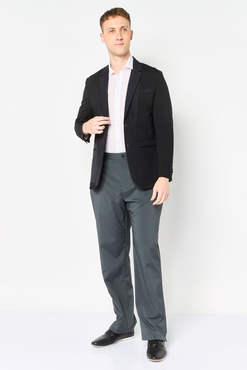 SELECTED Men Regular Fit Solid Semi Formal Blazer, Black - Image 2