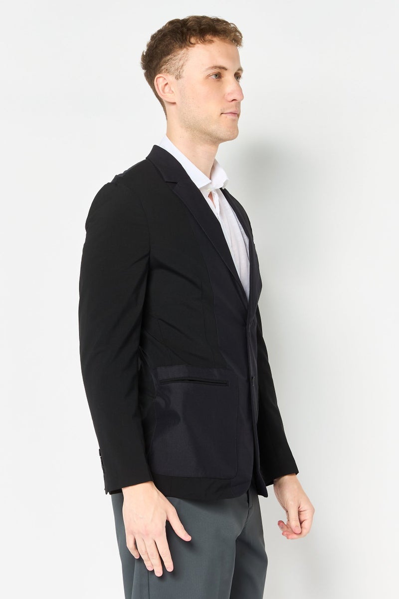SELECTED Men Regular Fit Solid Semi Formal Blazer, Black - Image 3