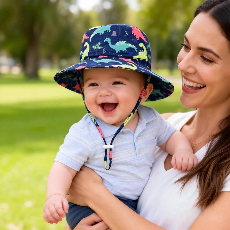 Komorebi Baby Sun Hat UPF 50+ Sun Protective Toddler Bucket Hat Summer Kids Beach Hats Wide Brim Outdoor Play Hat for Boys Girls Navy Dinosaur 4-8 Years - Image 2