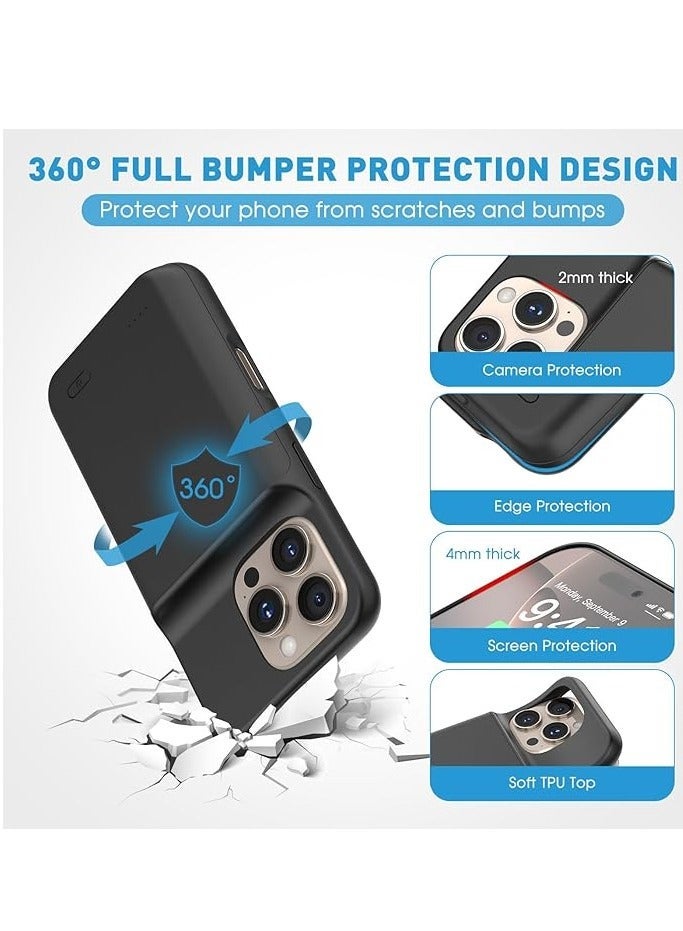 Gravity 2024 New Upgraded 7000mAh Travel Battery Case for iPhone 16 Pro Max 6.9inch, Extra Battery Life 15W Fast Charging External Rechargeable Portable Charging Case with HD Tempered Protective Film - Image 4