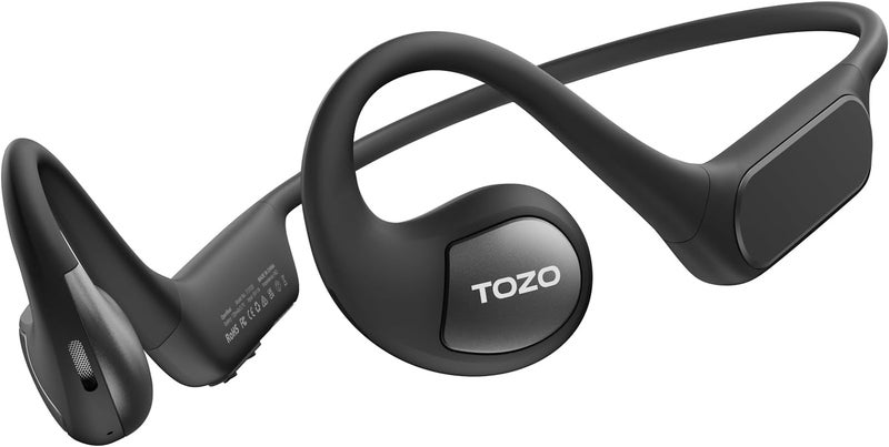 TOZO OpenReal Open Ear Headphones Bluetooth 5.3 Air Conduction Wireless Headphones Sport Earbuds with Premium Sound, Dual-Mic Call Noise Reduction Earphones with Hair Band for Running Cycling Black - Image 1