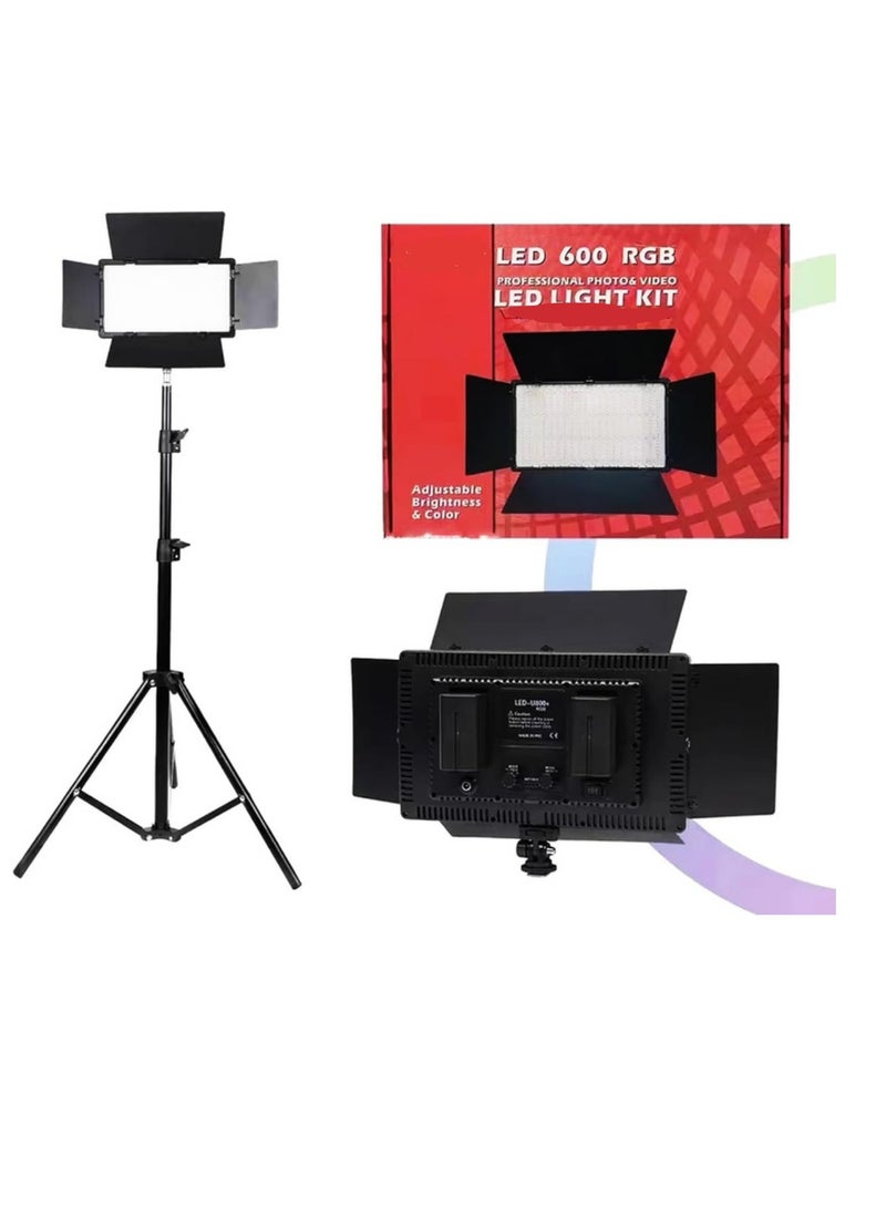 Professional Rechargeable 600 Pro RGB 50W LED Panel Light with Tripod Stand – Studio Photography, Video Recording, Content Creation, and Live Streaming - Image 1