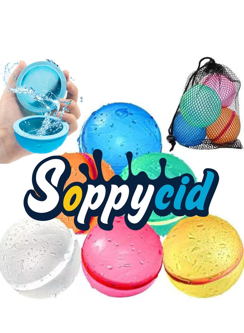 Water Balloons Reusable/ Summer Water Balls for Boys and Girls Water Splash Ball Pool Beach Toys for Water Balloon Fights Bath Time Pool-6Pack - Image 1