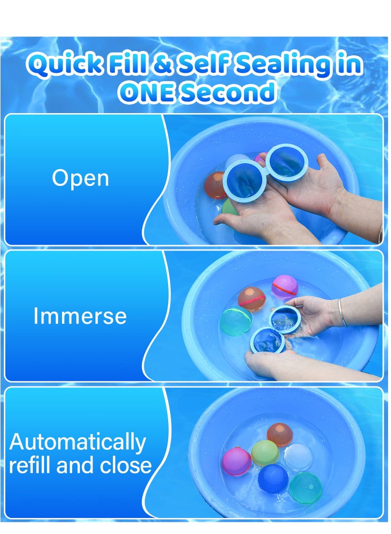 Water Balloons Reusable/ Summer Water Balls for Boys and Girls Water Splash Ball Pool Beach Toys for Water Balloon Fights Bath Time Pool-6Pack - Image 3