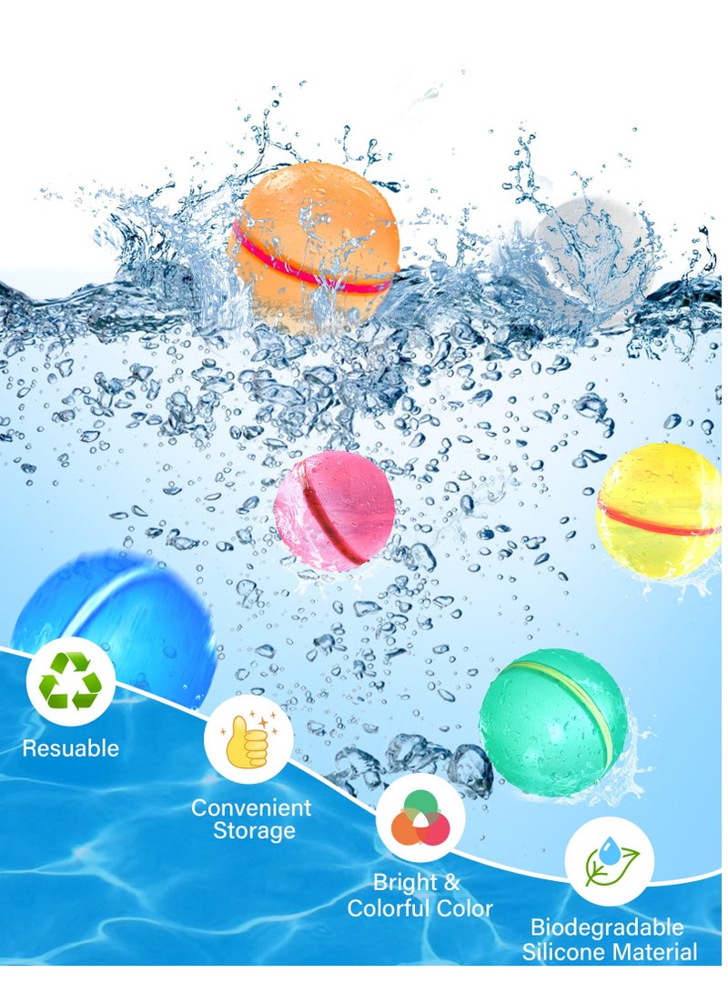 Water Balloons Reusable/ Summer Water Balls for Boys and Girls Water Splash Ball Pool Beach Toys for Water Balloon Fights Bath Time Pool-6Pack - Image 5