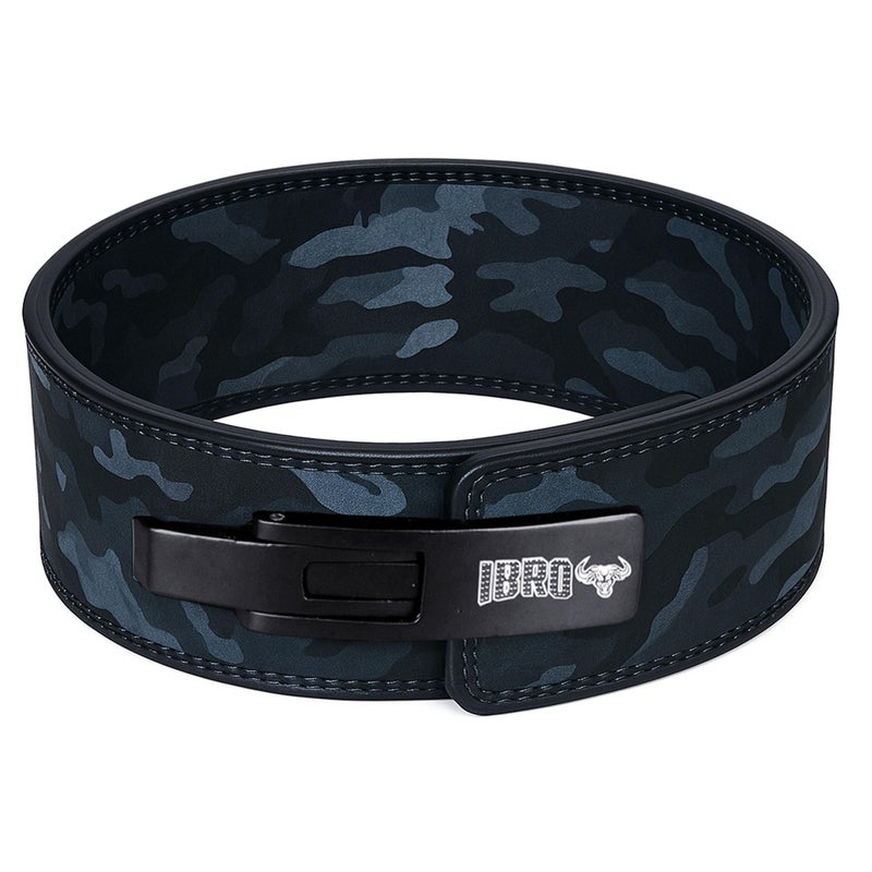 IBRO Powerlifting Lever Gym Belt Power 10MM Extreme Heavy Duty Genuine Leather Belts Squats Deadlifts Bodybuilding Weight Lifting IPF Power Lifting Strongman for Men 10mm Black Camo M - Image 2