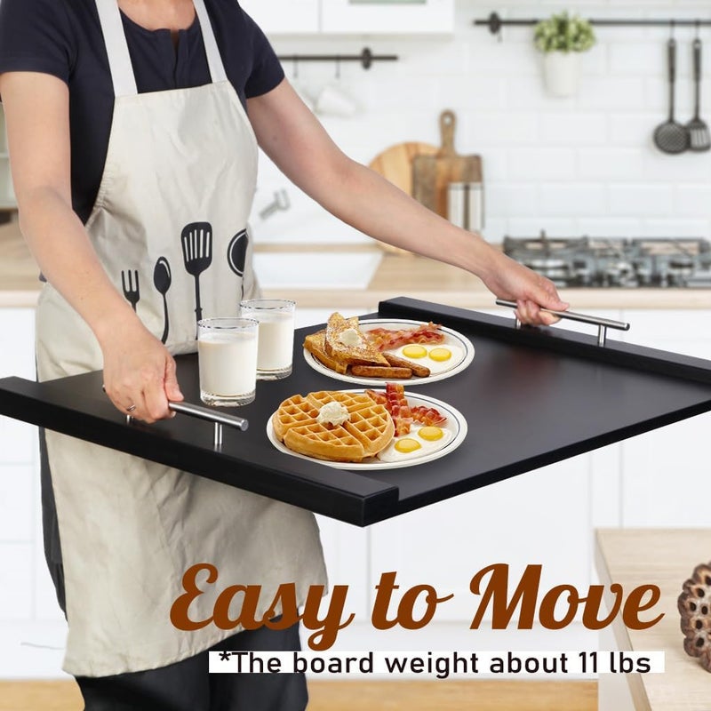 cenleoha 30"x22" Noodle Board Stove Cover for Electric Stoves & Gas Stoves, Bamboo Ranges Stovetop Cover for Extra Counter Space, Also Sink Cover & Serving Tray - Image 5
