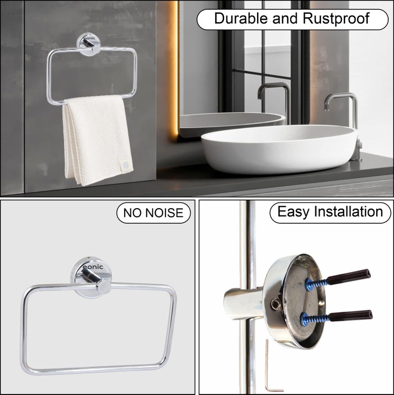 eonic eonic Stainless Steel Napkin Holder for Bathroom, Wall Mounted Towel Ring Hanger for Kitchen and Wash Basin (Chrome Finish)  - Image 5
