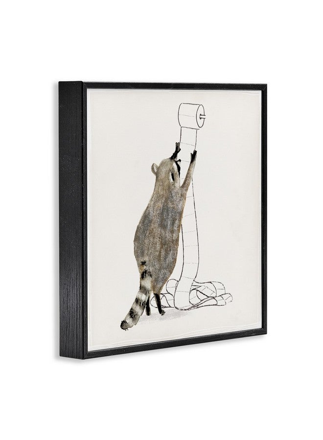 Stupell Industries Stupell Industries Raccoon Toilet Paper Hoarder Woodland Animal, Design by Victoria Barnes Black Framed Wall Art, 12x12, Beige - Image 3