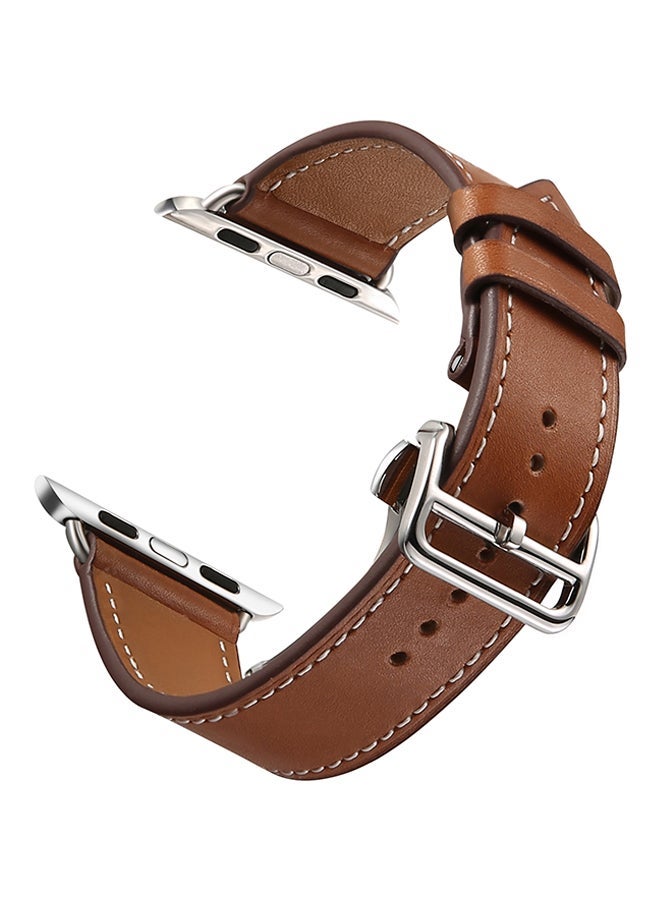NIBEMINENT Leather Replacement Band For Apple Watch Series 3/2/1 Brown - Image 1