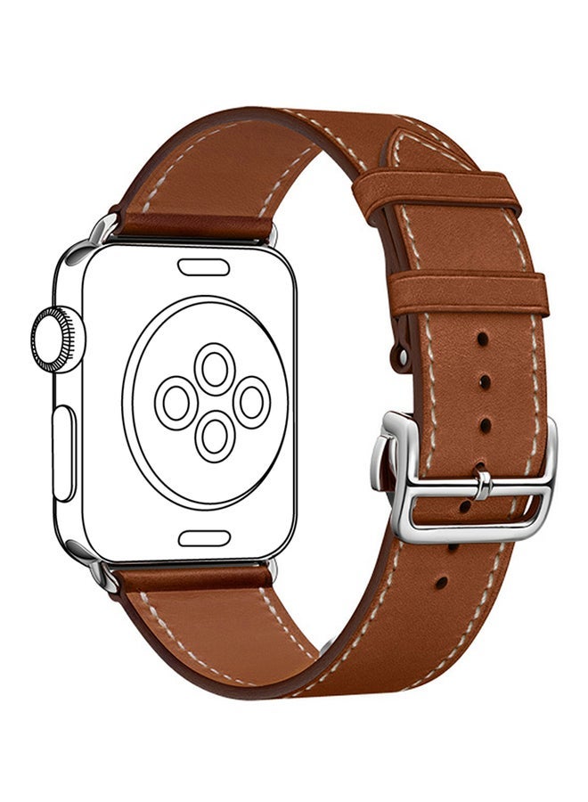 NIBEMINENT Leather Replacement Band For Apple Watch Series 3/2/1 Brown - Image 2