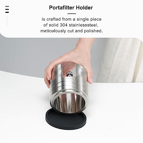 AMRANKUO Portafilter Holder - Espresso Tamping Station Crafted from Solid 304 Stainless Steel for Most 58mm Portafilters with Adjustable Height Screw | Stable and Efficient Puck Preparation - Image 3