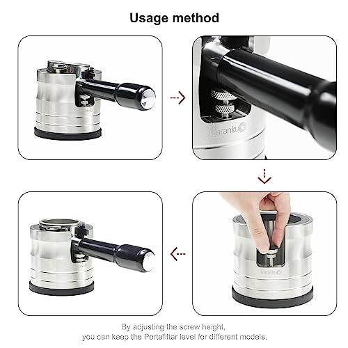 AMRANKUO Portafilter Holder - Espresso Tamping Station Crafted from Solid 304 Stainless Steel for Most 58mm Portafilters with Adjustable Height Screw | Stable and Efficient Puck Preparation - Image 4