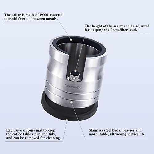AMRANKUO Portafilter Holder - Espresso Tamping Station Crafted from Solid 304 Stainless Steel for Most 58mm Portafilters with Adjustable Height Screw | Stable and Efficient Puck Preparation - Image 2