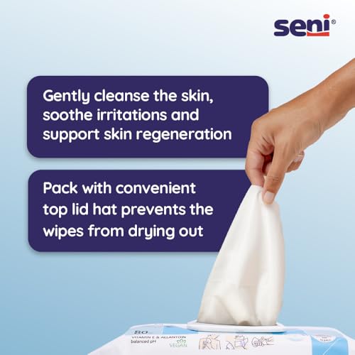 Seni Care Premium Wet Wipes for Adults | 80pcs | Derma tested | Vit E & Allantoin Nourishment | pH Balanced | Skin Friendly - Image 4