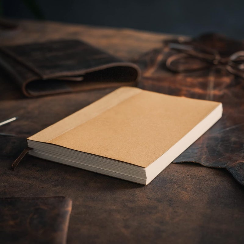 Moonster Blank Journal Notebook Paper - A5 Journal Refill - for Refillable Leather Journal - Premium Milled Inserts Blank Sketch Book, Unlined Notepad 8.25 x 5.8 Inch, with 320 Pages 70gsm & Bookmark - Image 5