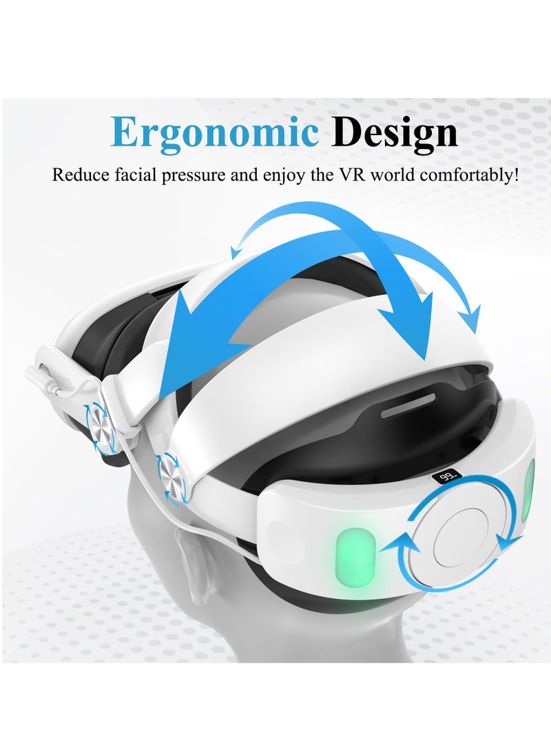 Head Strap with Battery for Oculus Quest 3, 6000mAh Battery Pack for Extended 8 Hrs of Playtime, Fast Charging VR Power, Adjustable Elite Strap Enhanced Support and Balance in VR - Image 3