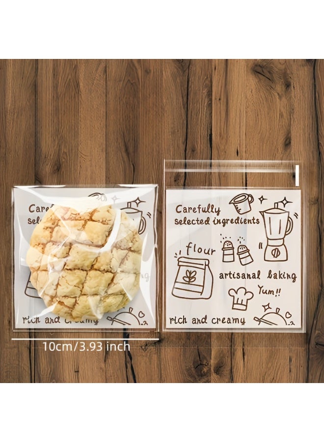 حياة كومفورت 100 كيس  بسكويت ذاتية اللصق، أكياس تغليف مع لاصق ذاتي للمعجنات، أكياس حلوى بسحّاب لتغليف الحلوى والبسكويت وتوزيعات الحفلات (10×10 سم) - Image 2