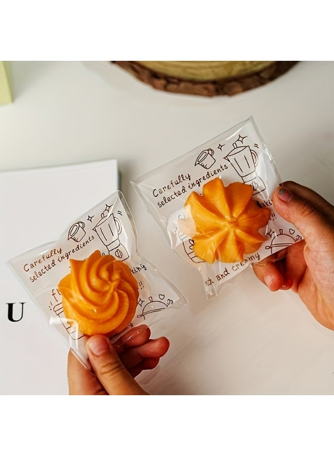 حياة كومفورت 100 كيس  بسكويت ذاتية اللصق، أكياس تغليف مع لاصق ذاتي للمعجنات، أكياس حلوى بسحّاب لتغليف الحلوى والبسكويت وتوزيعات الحفلات (10×10 سم) - Image 3