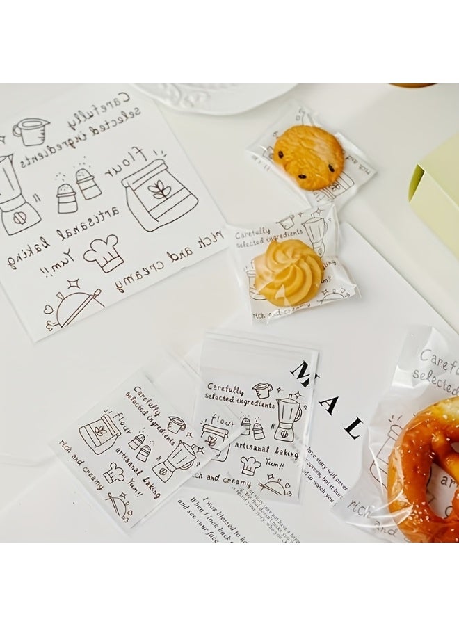 حياة كومفورت 100 كيس  بسكويت ذاتية اللصق، أكياس تغليف مع لاصق ذاتي للمعجنات، أكياس حلوى بسحّاب لتغليف الحلوى والبسكويت وتوزيعات الحفلات (10×10 سم) - Image 5