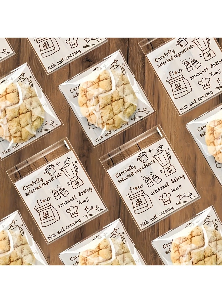 حياة كومفورت 100 كيس  بسكويت ذاتية اللصق، أكياس تغليف مع لاصق ذاتي للمعجنات، أكياس حلوى بسحّاب لتغليف الحلوى والبسكويت وتوزيعات الحفلات (10×10 سم) - Image 4