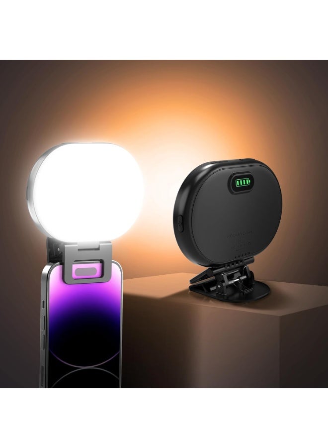 DEXO ضوء سيلفي كامل الشاشة مزود بـ 80 LED، مصباح حلقي محمول للتعبئة مزود بـ 3 أوضاع إضاءة و10 مستويات سطوع، بمؤشر تجسيد لوني (CRI 95+) وبطارية قابلة لإعادة الشحن بسعة 2000 مللي أمبير، مع مشبك للهواتف iPhone وAndroid والأجهزة اللوحية وفيديوهات TikTok. - Image 1