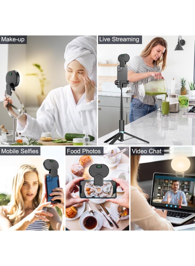 DEXO ضوء سيلفي كامل الشاشة مزود بـ 80 LED، مصباح حلقي محمول للتعبئة مزود بـ 3 أوضاع إضاءة و10 مستويات سطوع، بمؤشر تجسيد لوني (CRI 95+) وبطارية قابلة لإعادة الشحن بسعة 2000 مللي أمبير، مع مشبك للهواتف iPhone وAndroid والأجهزة اللوحية وفيديوهات TikTok. - Image 5