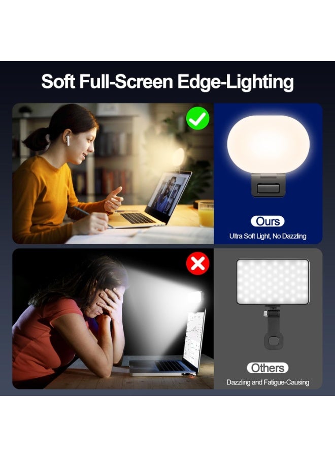 DEXO ضوء سيلفي كامل الشاشة مزود بـ 80 LED، مصباح حلقي محمول للتعبئة مزود بـ 3 أوضاع إضاءة و10 مستويات سطوع، بمؤشر تجسيد لوني (CRI 95+) وبطارية قابلة لإعادة الشحن بسعة 2000 مللي أمبير، مع مشبك للهواتف iPhone وAndroid والأجهزة اللوحية وفيديوهات TikTok. - Image 3