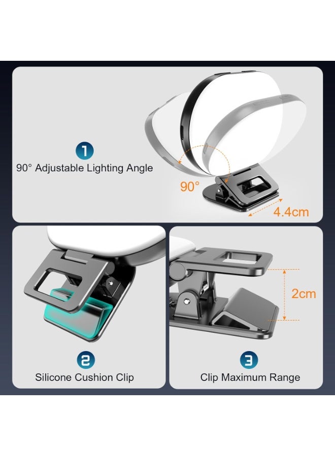 DEXO ضوء سيلفي كامل الشاشة مزود بـ 80 LED، مصباح حلقي محمول للتعبئة مزود بـ 3 أوضاع إضاءة و10 مستويات سطوع، بمؤشر تجسيد لوني (CRI 95+) وبطارية قابلة لإعادة الشحن بسعة 2000 مللي أمبير، مع مشبك للهواتف iPhone وAndroid والأجهزة اللوحية وفيديوهات TikTok. - Image 4