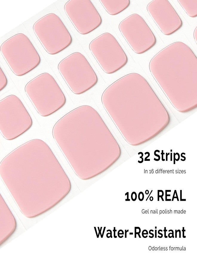 NAILOG Semi Cured Gel Nail Strips Toes - NAILOG 32 Pcs Pink Toe Nail Stickers Extra Long Pedicure Strips with Glossy Gel Finishing for Summer, Camellia - Image 3